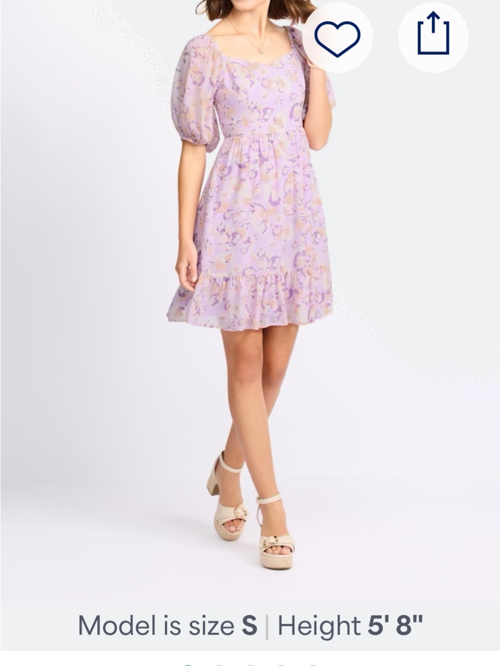 Lavender Floral Puff-Sleeve Mini Dress